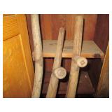 Vintage wood handled scythe with 2-...