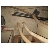 Vintage wood handled scythe with 2-...