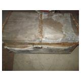 Vintage wood storage trunk with met...