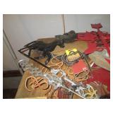 Metal wind vanes, vintage oil lamp ...