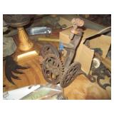 Metal wind vanes, vintage oil lamp ...