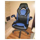 Blue and black leather style padded...