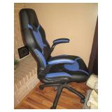 Blue and black leather style padded...