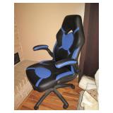 Blue and black leather style padded...