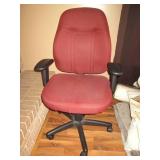 Burgundy padded and upholstered rol...