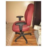 Burgundy padded and upholstered rol...