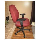 Burgundy padded and upholstered rol...