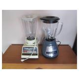 Vintage and modern blenders each wi...