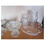 Vintage glass juicer, candy dishes,...
