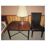 Metal and wood coffee table, padded...