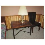 Metal and wood coffee table, padded...