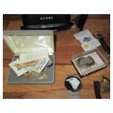 Vintage wood bedside desk and metal...