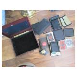 Leather wallets, wood jewelry box a...