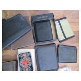 Leather wallets, wood jewelry box a...