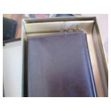 Leather wallets, wood jewelry box a...