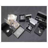 Platinum plated necklace, pin and r...