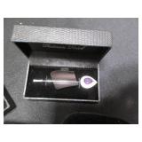 Platinum plated necklace, pin and r...