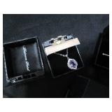 Platinum plated necklace, pin and r...