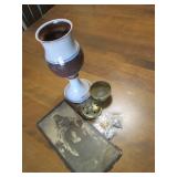 Brass Eagle lidded dish, Vintage re...