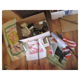 Vintage Seed Corn bag, metal flask,...