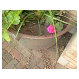 Large cast iron cauldron outdoor pl...