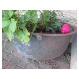 Large cast iron cauldron outdoor pl...