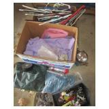 Plastic hangers, metal mixing bowls...