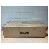 COLAMY Modern Counter Height Bar Stools, Wooden Bar Stools Set of 2, 25 Inch Upholstered Fabric Barstools with Backs and Wooden Legs for Kitchen Island Dining Room Bar Shop, Dark Grey