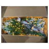 BreeBe - Artificial Pre-Lit Christmas Tree 9FT with 690 LEDs & Full Tips - Green+White