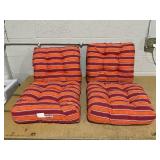 Giantex Set of 4 Tufted Patio Cushions, 4" Outdoor Seat Cushions, Waterproof & High Elasticity for Comfortable Sitting Experience, Square Chair Cushions for Indoor Outdoor Use, Red & Orange
