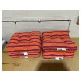 Giantex Set of 4 Tufted Patio Cushions, 4" Outdoor Seat Cushions, Waterproof & High Elasticity for Comfortable Sitting Experience, Square Chair Cushions for Indoor Outdoor Use, Red & Orange