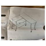 Giantex 360° Free Rotating Sofa Side Table, Mobile L-Shaped Laptop Desk with Sturdy Metal Frame, 6 Universal Casters, Movable Couch Snack Table with 2-Tier Storage Shelf for Home (Brown) 12"D x 55"W 