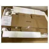 Giantex 3 Piece Pub Dining Set, Counter Height Pub Table with 2 Saddle Bar Stools, Tavern Collection Table Set for Living Room, Kitchen, Small Space (Brown & Milky White) 36 x 26 x 36.5 inches