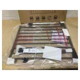 Cumbor 29.243" Baby Gate for Stairs, Wall-Mounted (Drill Required), Expandable No Bottom Bar Dog Gate, Auto Close Extra Wide Walk Thru, Pet & Toddler Proof Gate, Top & Bottom of Stairways (Brown)