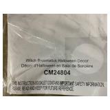 Costway Witch on Broom Halloween Animatronic Life Size Halloween Prop with LED Lights Laughing and Screaming