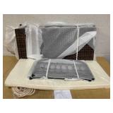 Tangkula Outdoor Wicker Porch Swing, 2-Person Hanging Seat with Seat & Back Cushions, Heavy-Duty Metal Frame & 2 Sturdy Hanging Ropes, Wicker Woven Swing Loveseat for Front Porch, Backyard (Off White)