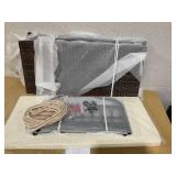 Tangkula Outdoor Wicker Porch Swing, 2-Person Hanging Seat with Seat & Back Cushions, Heavy-Duty Metal Frame & 2 Sturdy Hanging Ropes, Wicker Woven Swing Loveseat for Front Porch, Backyard (Off White)