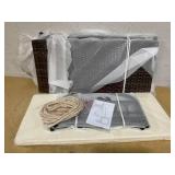 Tangkula Outdoor Wicker Porch Swing, 2-Person Hanging Seat with Seat & Back Cushions, Heavy-Duty Metal Frame & 2 Sturdy Hanging Ropes, Wicker Woven Swing Loveseat for Front Porch, Backyard (Off White)