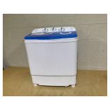 COSTWAY Portable Washing Machine, 2-in-1 Twin Tub  Capacity Laundry Washer(11lbs) and Spinner(6.6lbs) with Control Knobs, Timer Function, Drain Pump, Perfect for Home Apartment RV, Blue