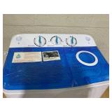 COSTWAY Portable Washing Machine, 2-in-1 Twin Tub  Capacity Laundry Washer(11lbs) and Spinner(6.6lbs) with Control Knobs, Timer Function, Drain Pump, Perfect for Home Apartment RV, Blue