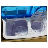 COSTWAY Portable Washing Machine, 2-in-1 Twin Tub  Capacity Laundry Washer(11lbs) and Spinner(6.6lbs) with Control Knobs, Timer Function, Drain Pump, Perfect for Home Apartment RV, Blue