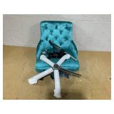 Gymax Velvet Office Chair Upholstered Swivel Computer Task Chair Turquoise 23.5