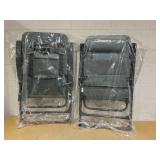 Costway Set of 2 Gray Steel Frame Stationary Dining Chair