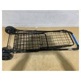 Goplus Folding Shopping Utility Cart, Double Basket and 360° Swivel Wheels, Adjustable Handle, Small Cart Perfect for Grocery Laundry Book Luggage Travel