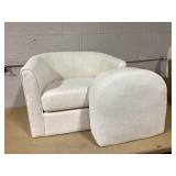 Costway Upholstered Teddy Velvet Club Barrel Chair with Ottoman with Footrest 26.5 x 25 x 26.5 inch (L x W x H)