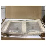 Slickblue Set of 2 Wooden Dining Chairs with X Back Natural Seat Cream White Finish Armless Style (Rubber Wood Frame) 18" x 21" x 39"