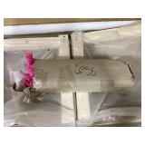 Slickblue Set of 2 Wooden Dining Chairs with X Back Natural Seat Cream White Finish Armless Style (Rubber Wood Frame) 18" x 21" x 39"