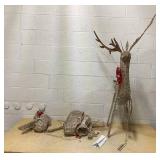 3 Pieces Reindeer Christmas Decor, Lighted Reindeer Christmas Yard Decorations, Outside Light Up Deer Family Set with 270 Lights and Stakes for Indoor and Outdoor