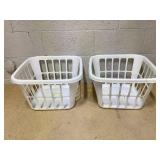 LOT OF 2 1.25bu Laundry Basket White - Brightroom: Plastic Clothes Hamper with Built-In Handles, Medium Size, Portable Storage