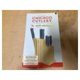 Chicago Cutlery Halsted (7-PC) Steak Knives & Wooden Block Set, Ergonomic Handles and Sharp Stainless Steel Professional Chef Cutlery Set